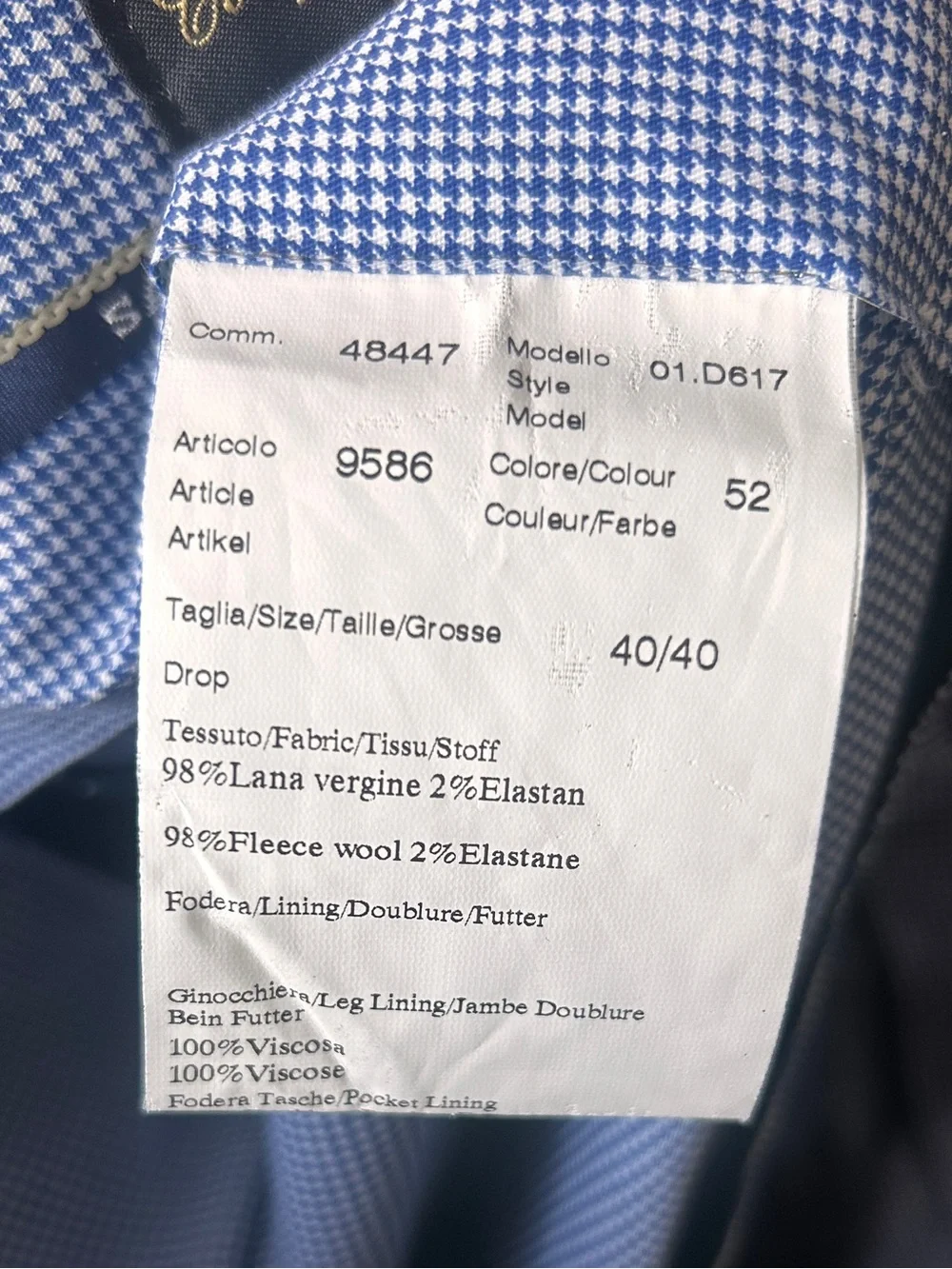 Compagnia della Lana Italian Virgin Wool Dress Pants Navy 40x35 Made in Italy